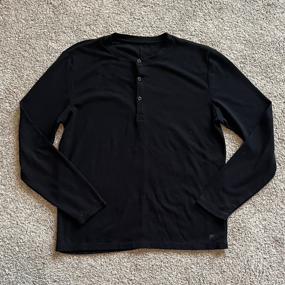 Fabletics Men's Black Long Sleeve Henley